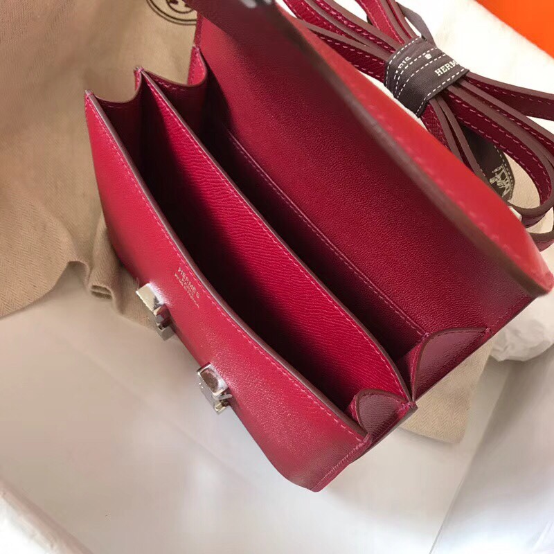 Hermes Constance 24cm Shoulder Bag In Burgundy Epsom Leather